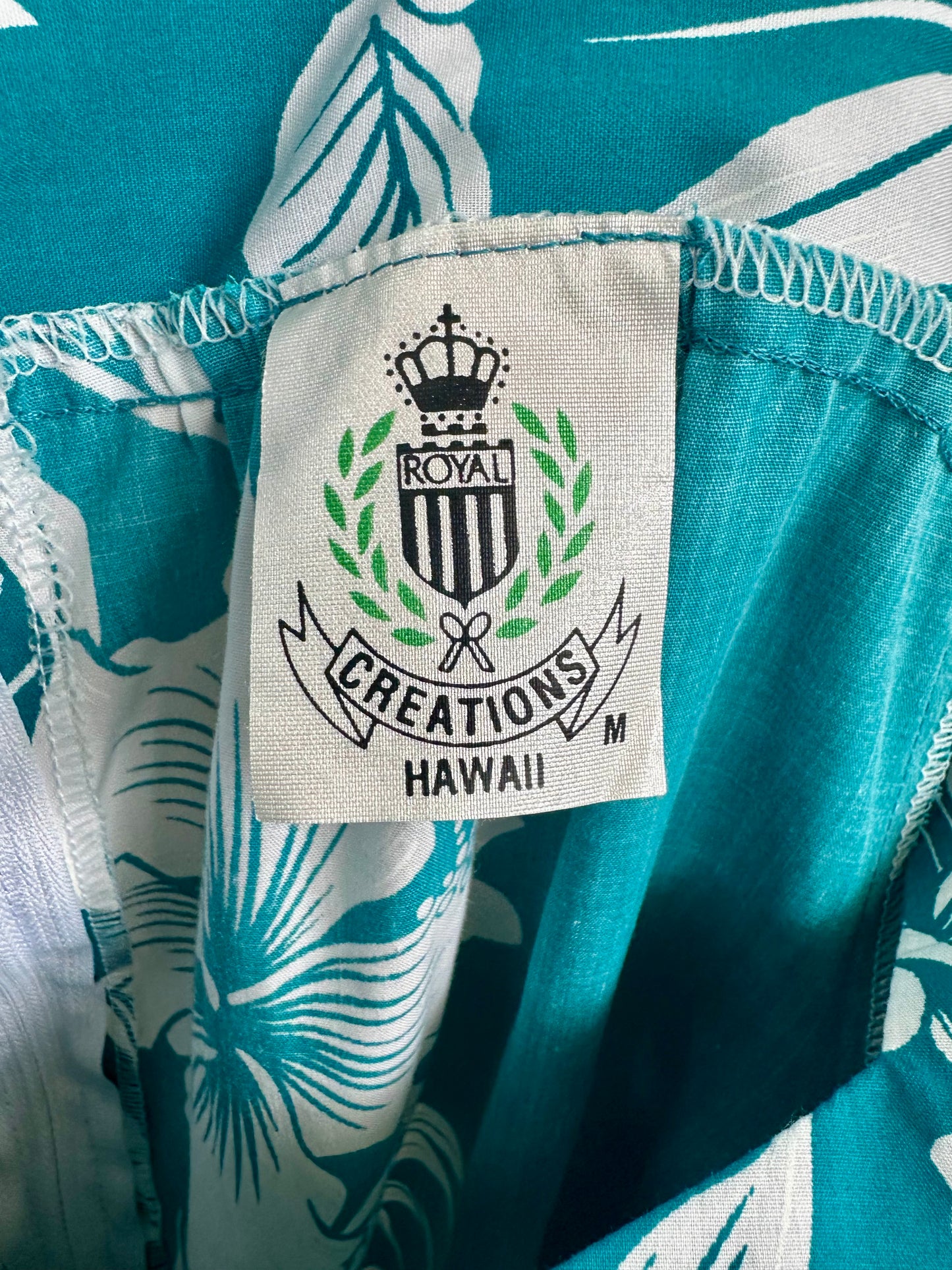 Vintage Royal Creations Hawaii Teal Dress