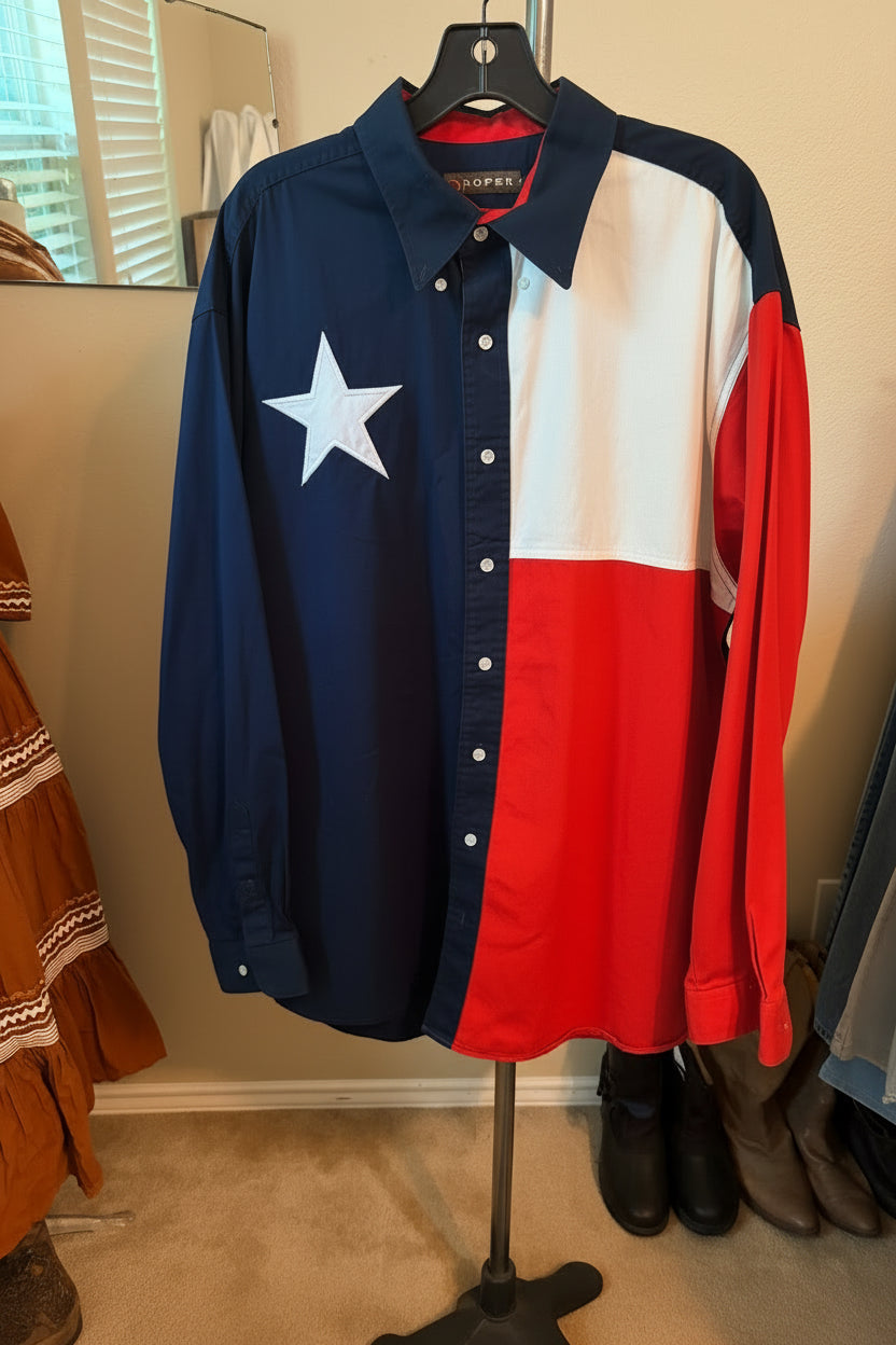 Modern Roper Texas Flag Button Up