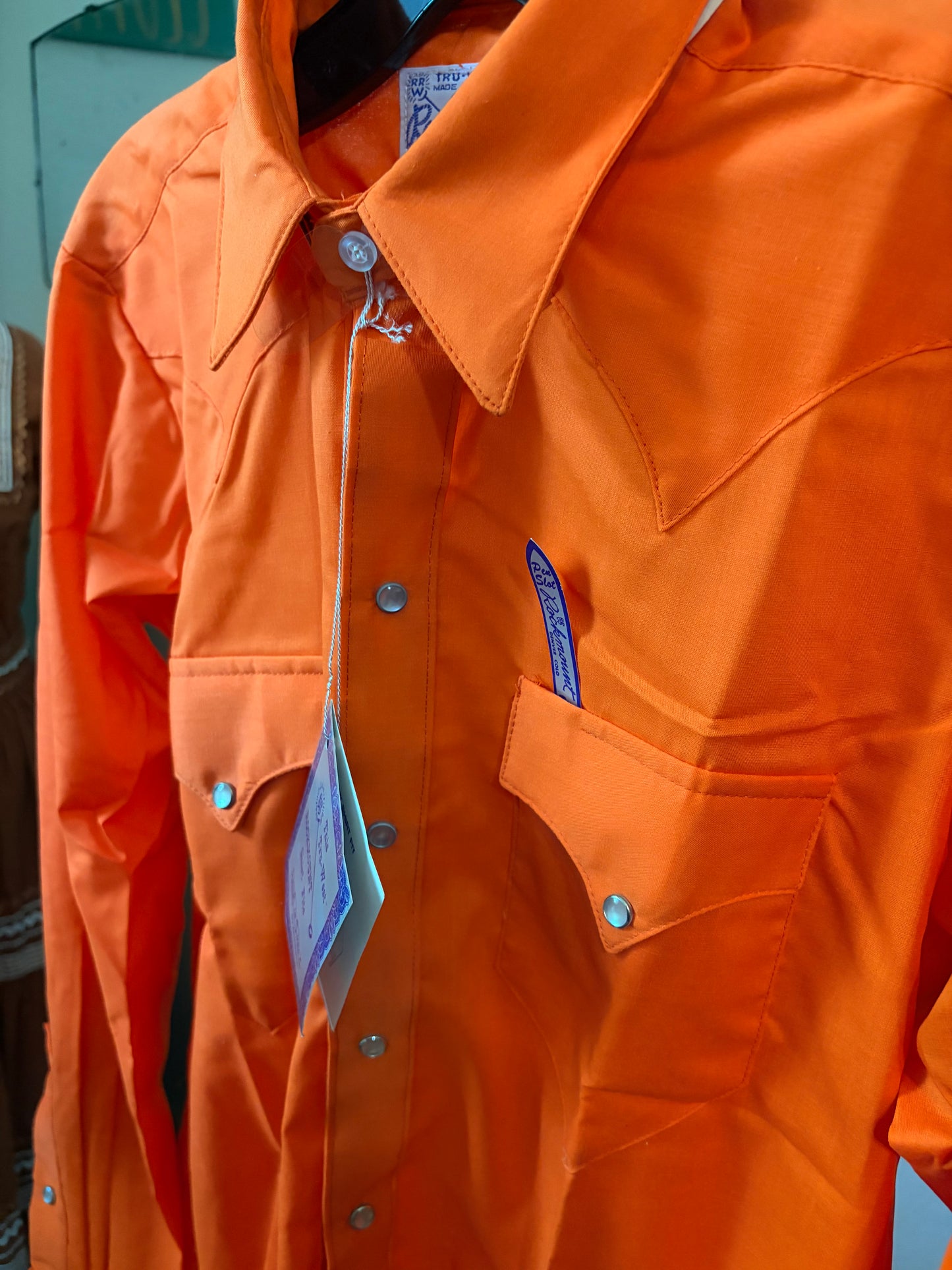 1970's Vintage NOS Rockmount Ranch Wear Orange Pearl Snap