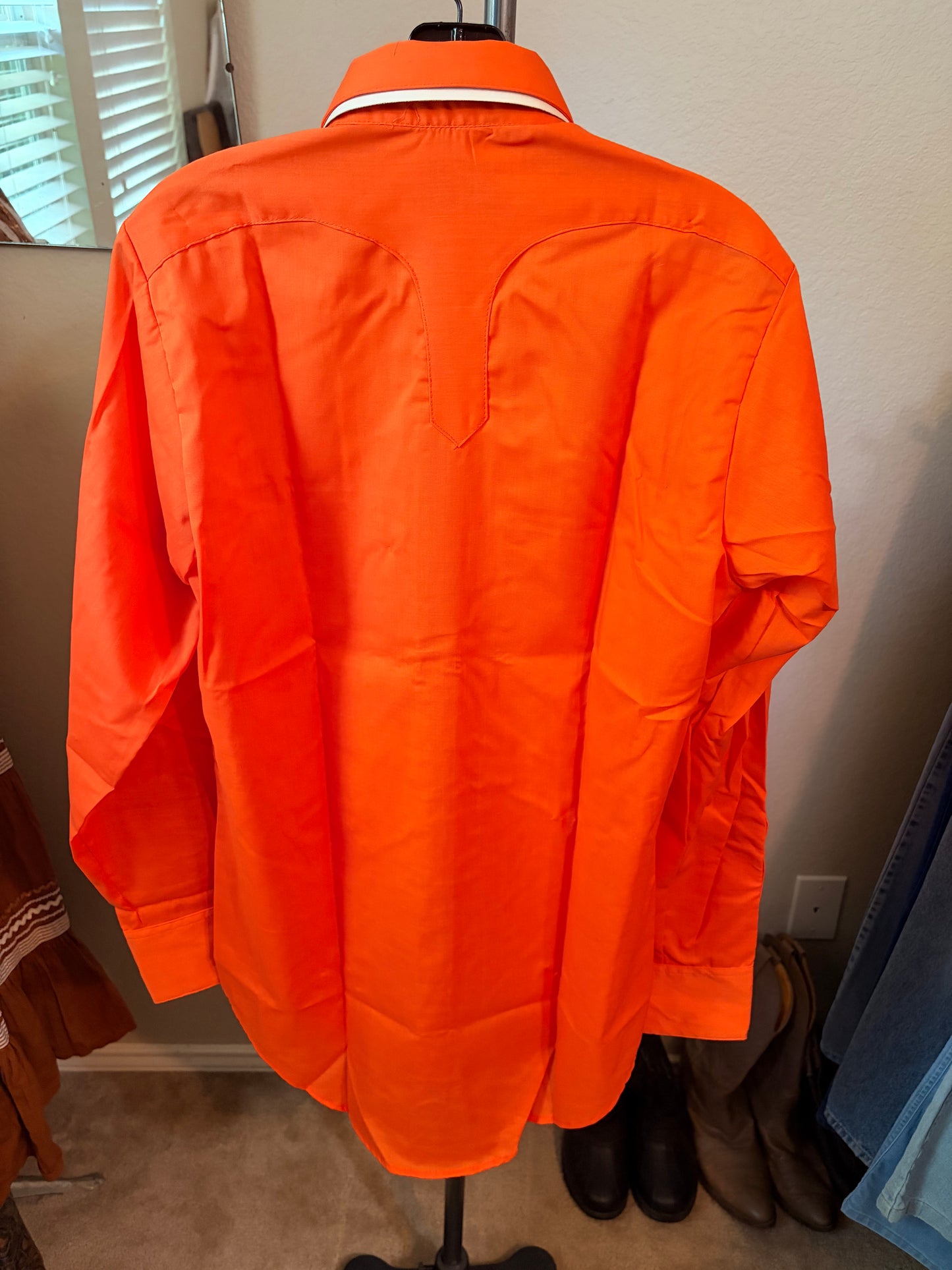 1970's Vintage NOS Rockmount Ranch Wear Orange Pearl Snap