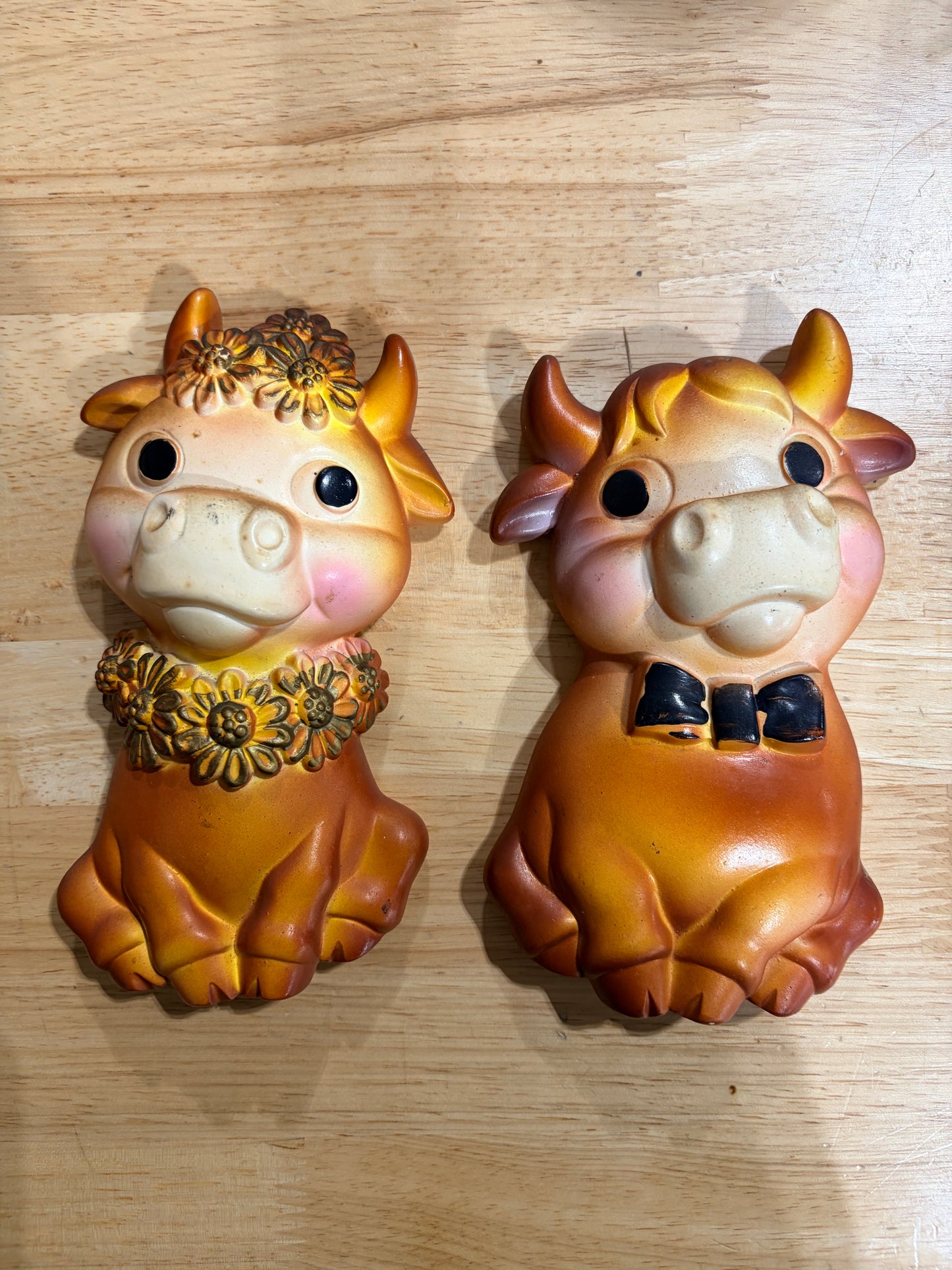 1973 Miller Studios Cow & Bull Wall Plaques