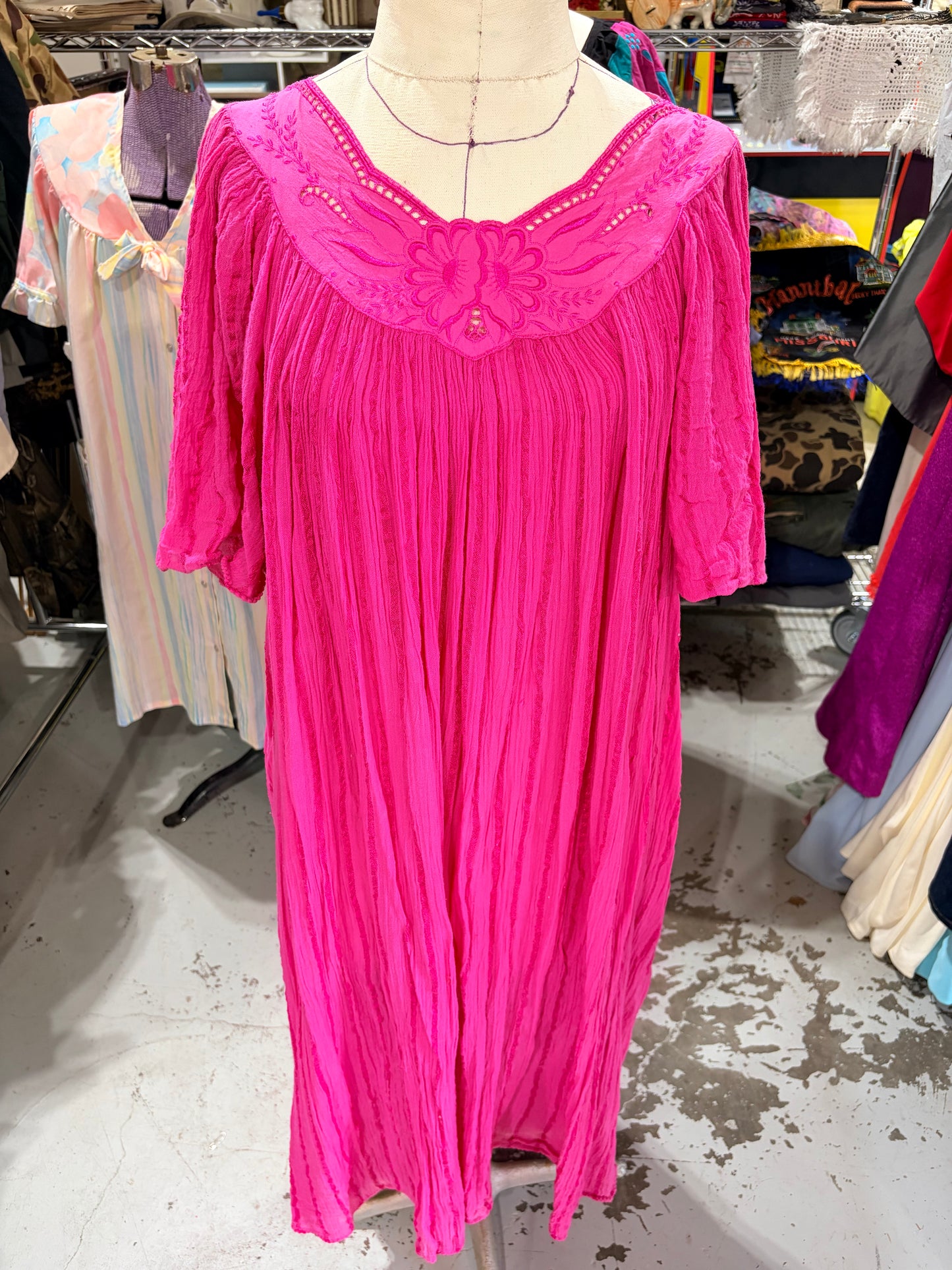 90s Tropical Escape Hot Pink MuuMuu