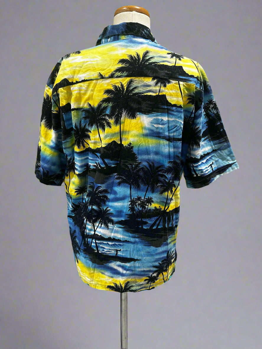 KY'S Hawaiian Shirt-Blue/Yellow