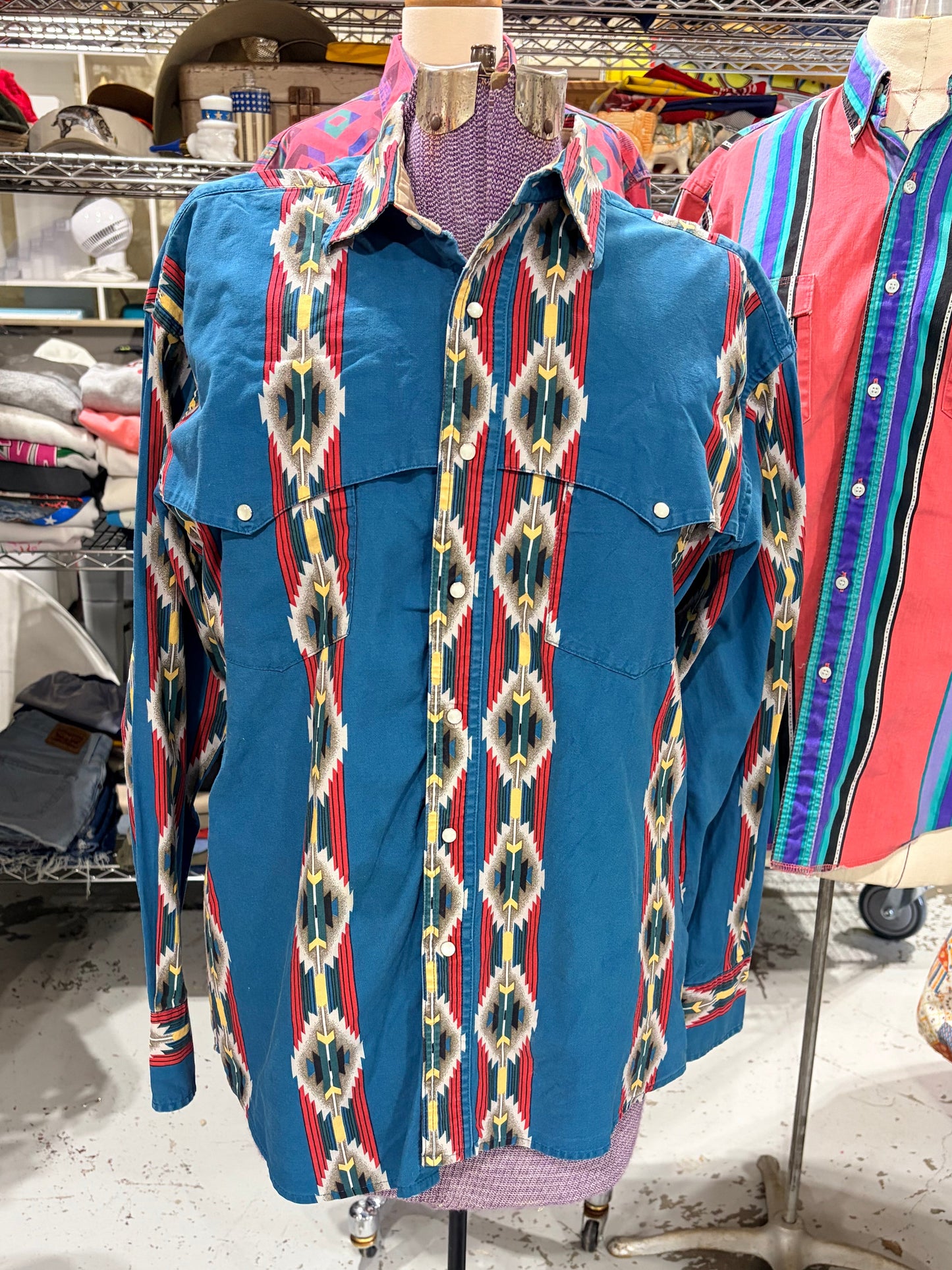 1990’s Wrangler Blue Aztec Pearl Snap