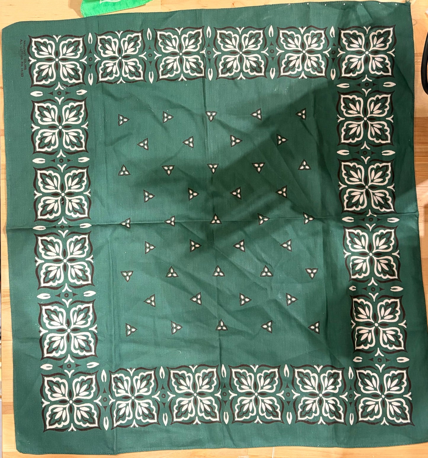 Vintage Dark Green Botanical Border Bandana