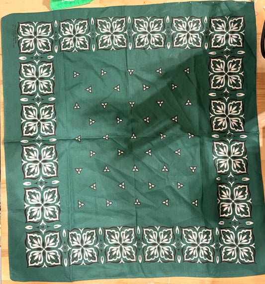 Vintage Dark Green Botanical Border Bandana
