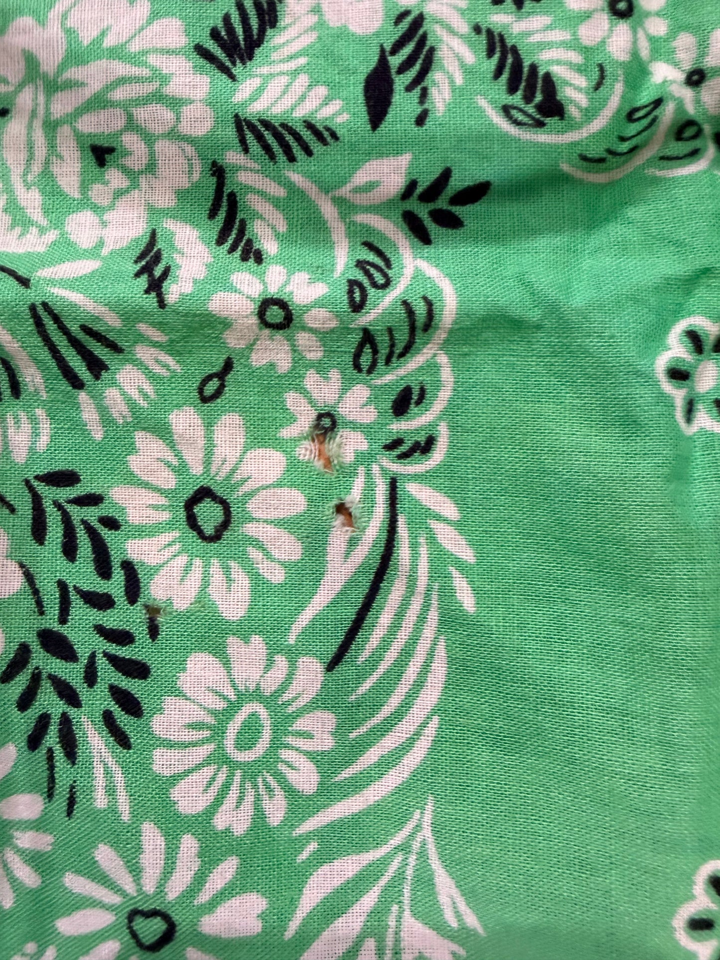 Vintage Kelly Green Floral Bandana